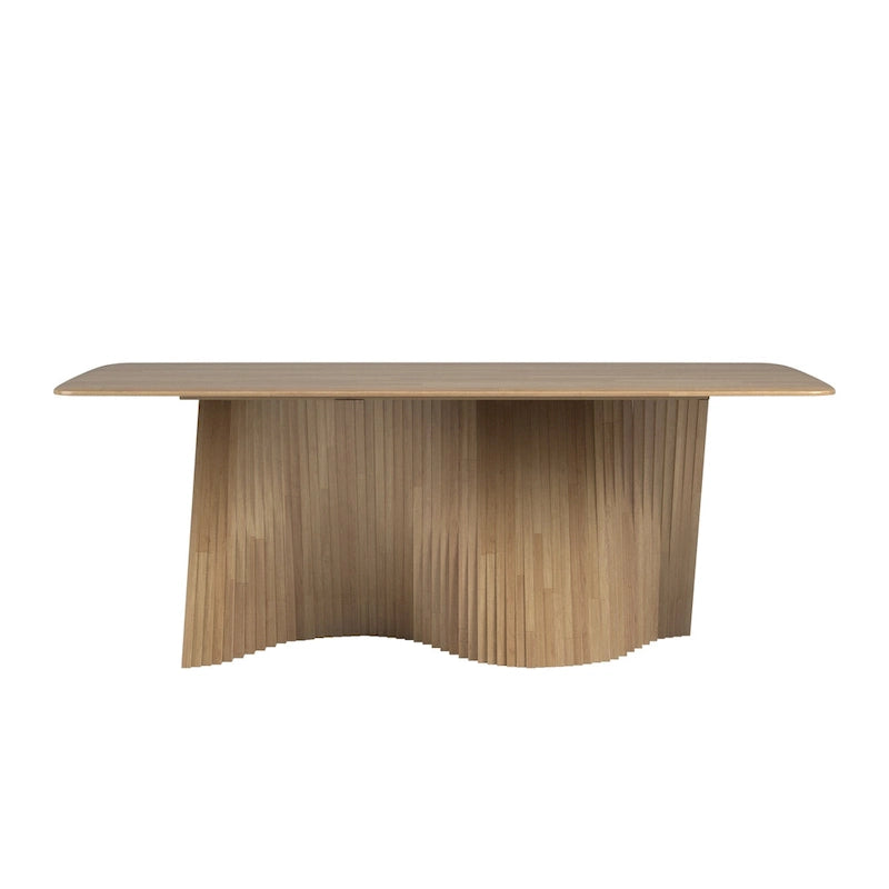 Table de salle à manger en bois massif Wave Base, Table de cuisine et de salle à manger moderne du milieu du siècle