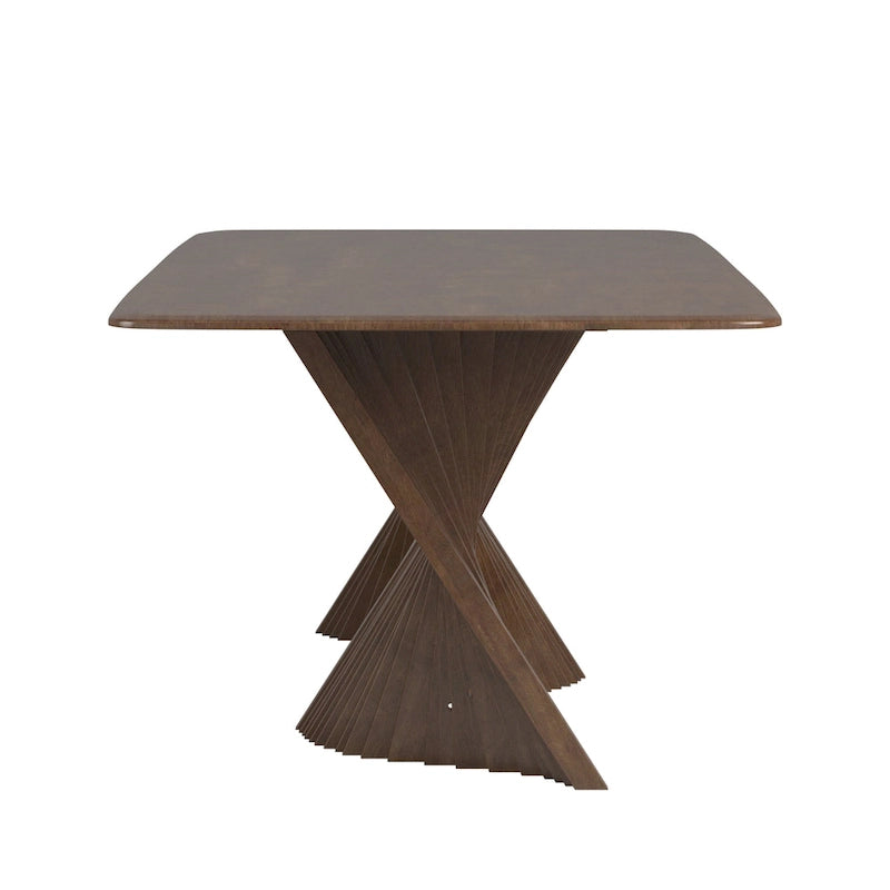 Table de salle à manger en bois massif Wave Base, Table de cuisine et de salle à manger moderne du milieu du siècle