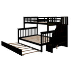 Lit superposé double sur grand format avec lit gigogne double, rangement et barrière de sécurité pour chambre, dortoir, pour adultes, blanc