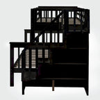 Lit superposé double sur grand format avec lit gigogne double, rangement et barrière de sécurité pour chambre, dortoir, pour adultes, blanc