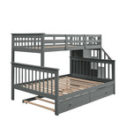 Lit superposé double sur grand format avec lit gigogne double, rangement et barrière de sécurité pour chambre, dortoir, pour adultes, blanc