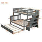Lit superposé double sur grand format avec lit gigogne double, rangement et barrière de sécurité pour chambre, dortoir, pour adultes, blanc