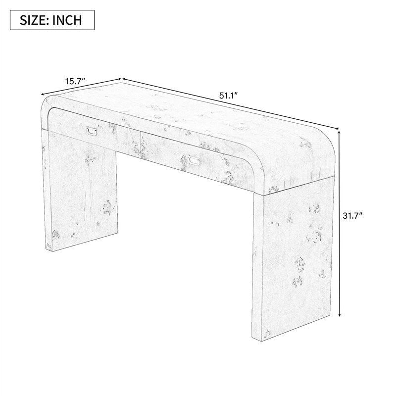 Console de style rétro avec 2 tiroirs de rangement, Table d'entrée moderne, Table de canapé avec pieds minimalistes et élégants pour le salon