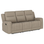 Canapé inclinable manuel de 80 po en similicuir taupe, canapé inclinable moderne à 3 places