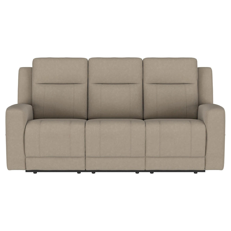 Canapé inclinable manuel de 80 po en similicuir taupe, canapé inclinable moderne à 3 places