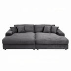 Ensemble canapé-lit sectionnel 2 places avec 4 coussins décoratifs, velours gris foncé, assise à ressorts ensachés