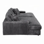 Ensemble canapé-lit sectionnel 2 places avec 4 coussins décoratifs, velours gris foncé, assise à ressorts ensachés