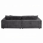 Ensemble canapé-lit sectionnel 2 places avec 4 coussins décoratifs, velours gris foncé, assise à ressorts ensachés