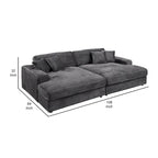 Ensemble canapé-lit sectionnel 2 places avec 4 coussins décoratifs, velours gris foncé, assise à ressorts ensachés