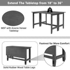 Table de salle à manger rustique à abattants – Design de ferme peu encombrant avec plateau en bois extensible – 47,00 po l. x 36,00 po P x 30,00 po H