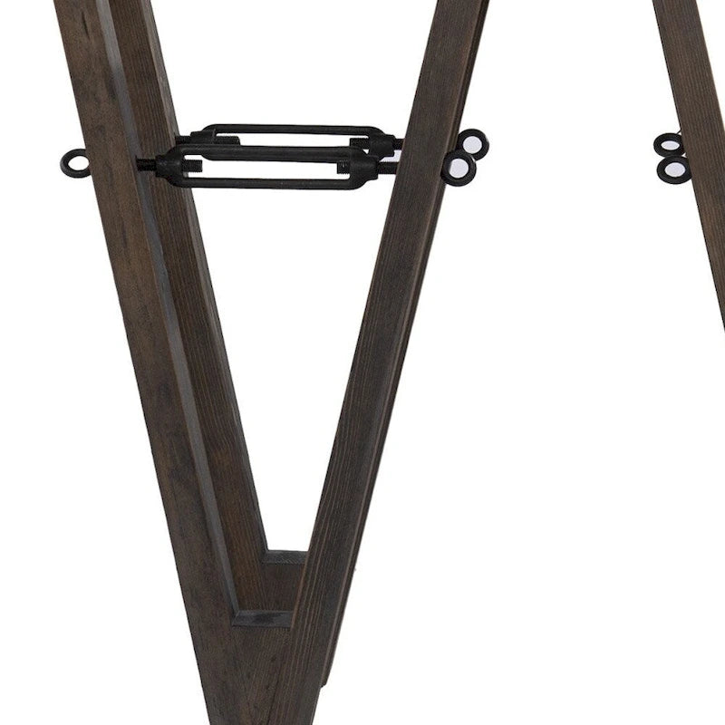 Table console en bois recyclé et verre transparent avec piètement abstrait – 46 L x 18 P x 29,5 H