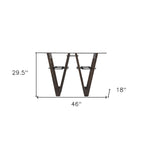 Table console en bois recyclé et verre transparent avec piètement abstrait – 46 L x 18 P x 29,5 H