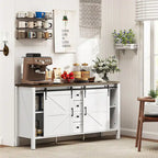 Buffet de ferme de 150 cm avec portes et étagères, meuble de rangement rustique pour cuisine