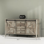 Buffet de ferme de 150 cm avec portes et étagères, meuble de rangement rustique pour cuisine