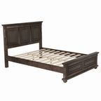 Cadre de lit King Size traditionnel en pin avec sommier à lattes en bois, finition marron