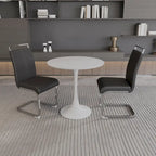 Ensemble de salle à manger moderne 3 pièces avec table ronde et 2 chaises tubulaires en C à dossier haut