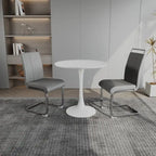 Ensemble de salle à manger moderne 3 pièces avec table ronde et 2 chaises tubulaires en C à dossier haut