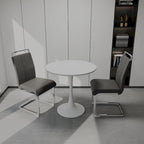 Ensemble de salle à manger moderne 3 pièces avec table ronde et 2 chaises tubulaires en C à dossier haut