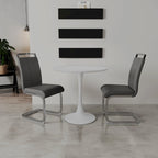 Ensemble de salle à manger moderne 3 pièces avec table ronde et 2 chaises tubulaires en C à dossier haut