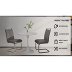 Ensemble de salle à manger moderne 3 pièces avec table ronde et 2 chaises tubulaires en C à dossier haut