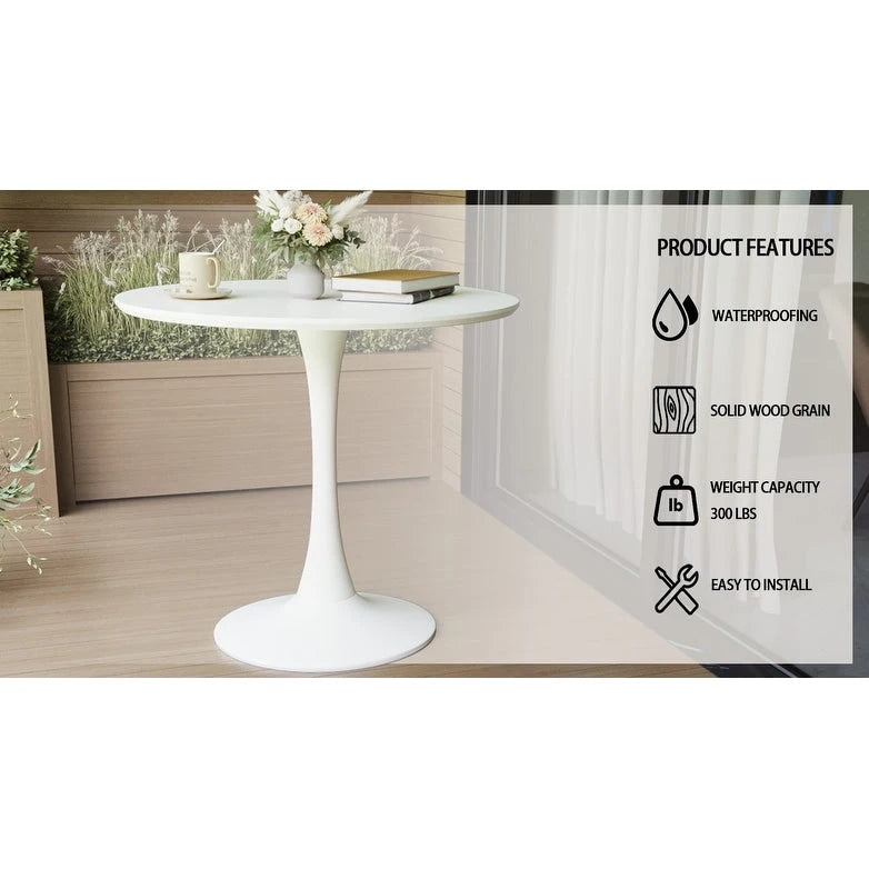 Ensemble de salle à manger moderne 3 pièces avec table ronde et 2 chaises tubulaires en C à dossier haut