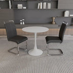 Ensemble de salle à manger moderne 3 pièces avec table ronde et 2 chaises tubulaires en C à dossier haut