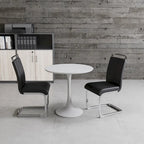 Ensemble de salle à manger moderne 3 pièces avec table ronde et 2 chaises tubulaires en C à dossier haut