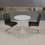 Ensemble de salle à manger moderne 3 pièces avec table ronde et 2 chaises tubulaires en C à dossier haut