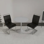 Ensemble de salle à manger moderne 3 pièces avec table ronde et 2 chaises tubulaires en C à dossier haut