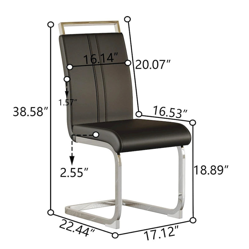 Ensemble de salle à manger moderne 3 pièces avec table ronde et 2 chaises tubulaires en C à dossier haut