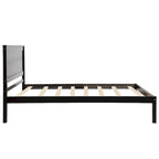 Cadre de lit plateforme double noir en pin avec tête de lit et rangement - Aucun sommier tapissier requis