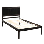 Cadre de lit plateforme double noir en pin avec tête de lit et rangement - Aucun sommier tapissier requis