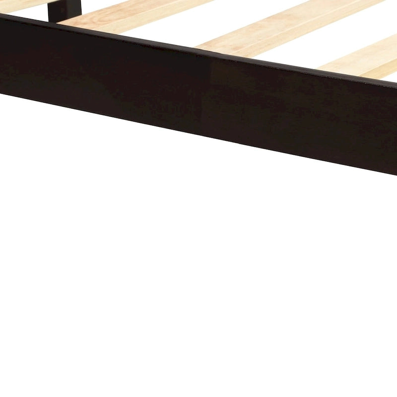 Cadre de lit plateforme double noir en pin avec tête de lit et rangement - Aucun sommier tapissier requis