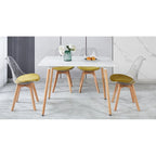 Ensemble de salle à manger moderne 5 pièces avec table rectangulaire et 4 chaises transparentes