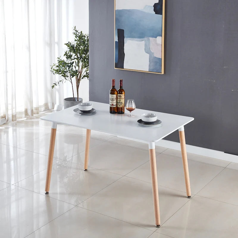 Ensemble de salle à manger moderne 5 pièces avec table rectangulaire et 4 chaises transparentes
