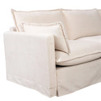 Canapé sectionnel modulaire en similicoton de 93,31 po avec pouf amovible, cadre en bois massif et coussins en mousse haute résilience