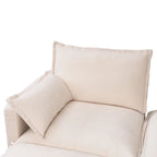 Canapé sectionnel modulaire en similicoton de 93,31 po avec pouf amovible, cadre en bois massif et coussins en mousse haute résilience