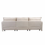 Canapé sectionnel modulaire en similicoton de 93,31 po avec pouf amovible, cadre en bois massif et coussins en mousse haute résilience