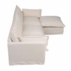 Canapé sectionnel modulaire en similicoton de 93,31 po avec pouf amovible, cadre en bois massif et coussins en mousse haute résilience