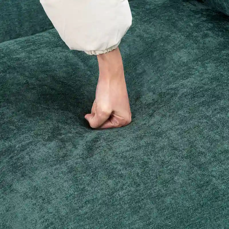 Canapé sectionnel modulaire en similicoton de 93,31 po avec pouf amovible, cadre en bois massif et coussins en mousse haute résilience