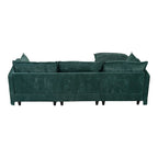 Canapé sectionnel modulaire en similicoton de 93,31 po avec pouf amovible, cadre en bois massif et coussins en mousse haute résilience