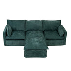 Canapé sectionnel modulaire en similicoton de 93,31 po avec pouf amovible, cadre en bois massif et coussins en mousse haute résilience
