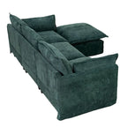 Canapé sectionnel modulaire en similicoton de 93,31 po avec pouf amovible, cadre en bois massif et coussins en mousse haute résilience
