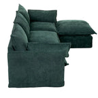 Canapé sectionnel modulaire en similicoton de 93,31 po avec pouf amovible, cadre en bois massif et coussins en mousse haute résilience