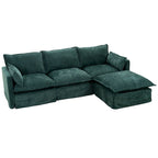Canapé sectionnel modulaire en similicoton de 93,31 po avec pouf amovible, cadre en bois massif et coussins en mousse haute résilience