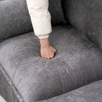 Canapé sectionnel modulaire en similicoton de 93,31 po avec pouf amovible, cadre en bois massif et coussins en mousse haute résilience