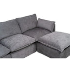 Canapé sectionnel modulaire en similicoton de 93,31 po avec pouf amovible, cadre en bois massif et coussins en mousse haute résilience