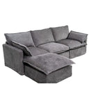 Canapé sectionnel modulaire en similicoton de 93,31 po avec pouf amovible, cadre en bois massif et coussins en mousse haute résilience