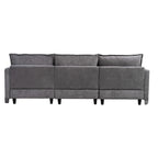 Canapé sectionnel modulaire en similicoton de 93,31 po avec pouf amovible, cadre en bois massif et coussins en mousse haute résilience