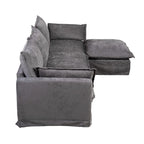 Canapé sectionnel modulaire en similicoton de 93,31 po avec pouf amovible, cadre en bois massif et coussins en mousse haute résilience